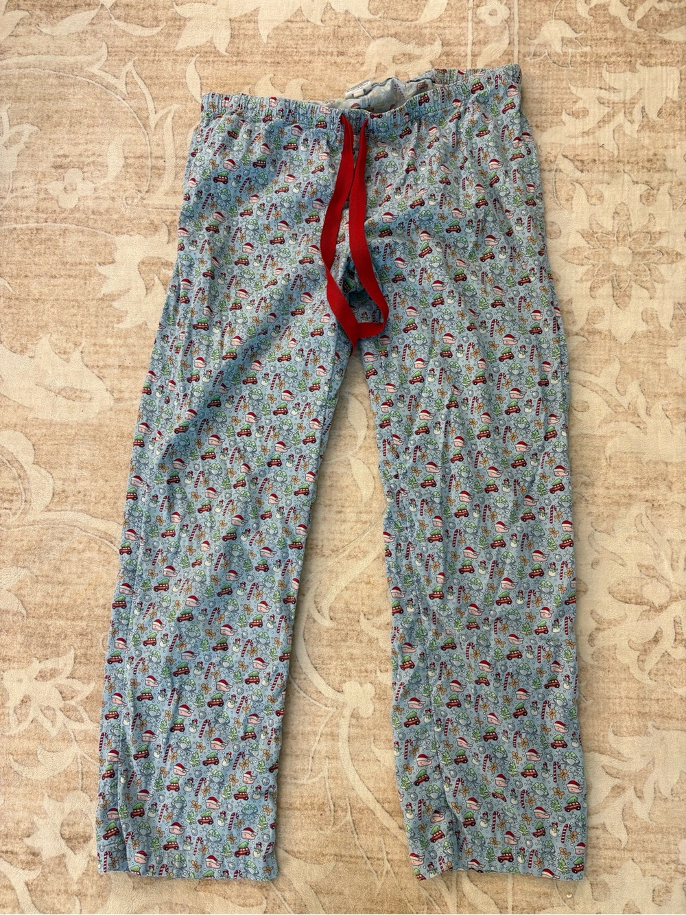 Vineyard Vines Light Blue Holiday Pajama Pants with Red Accents Size S